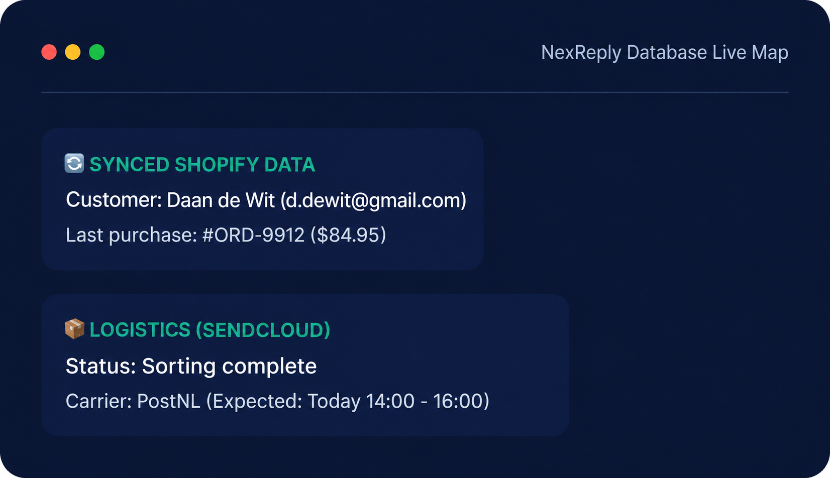 Illustrative NexReply product screen