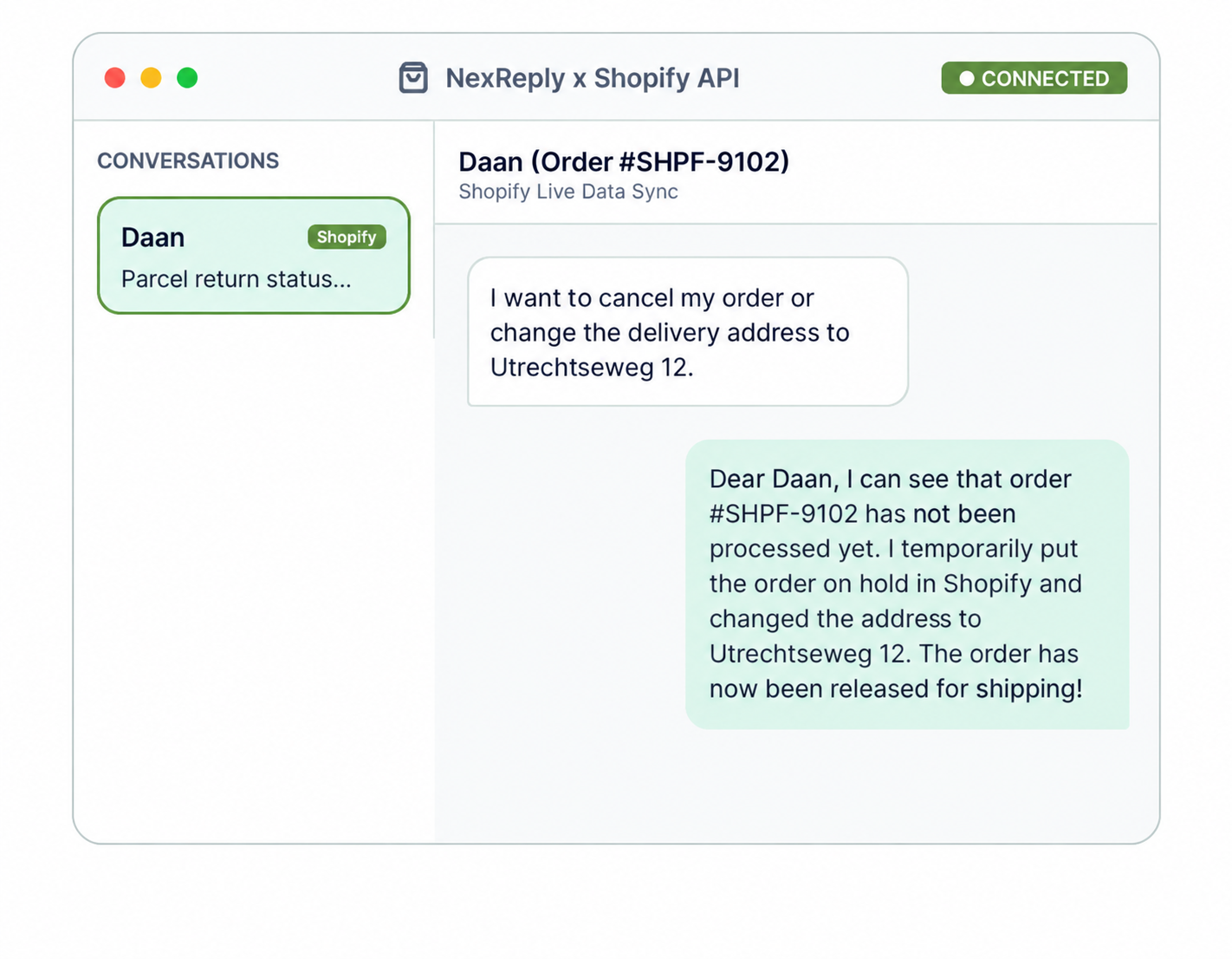 Illustrative NexReply product screen