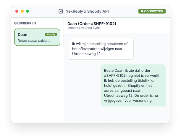 Illustratief NexReply-productscherm