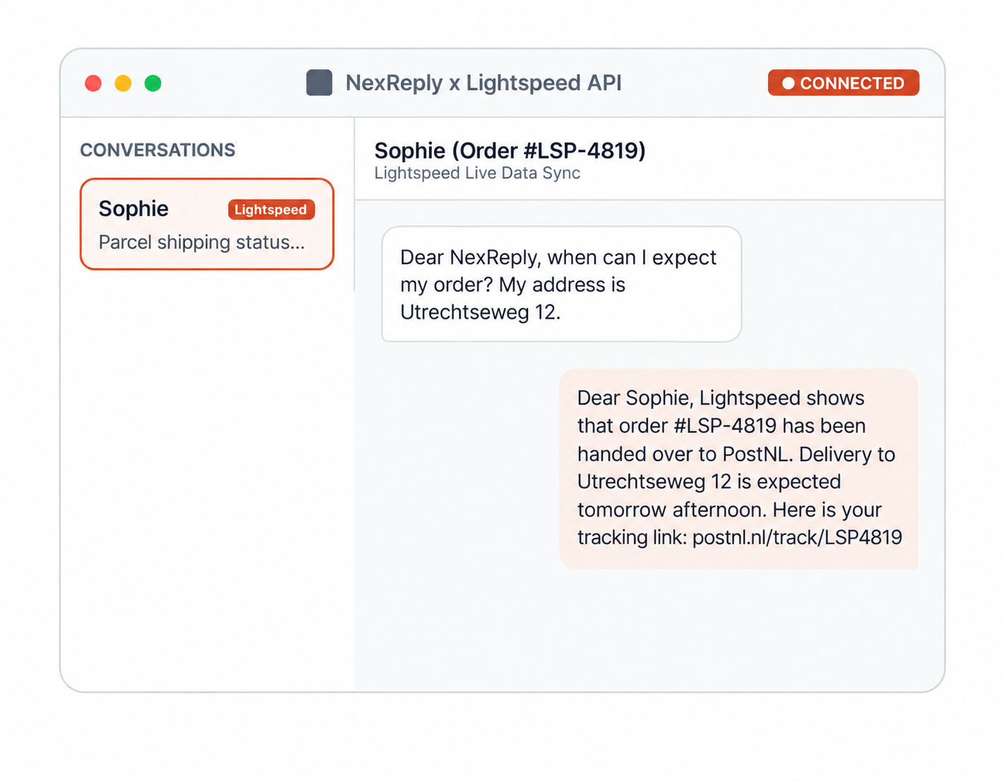 Illustrative NexReply product screen