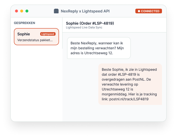 Illustratief NexReply-productscherm