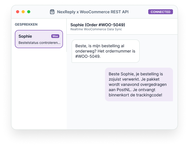 Illustratief NexReply-productscherm