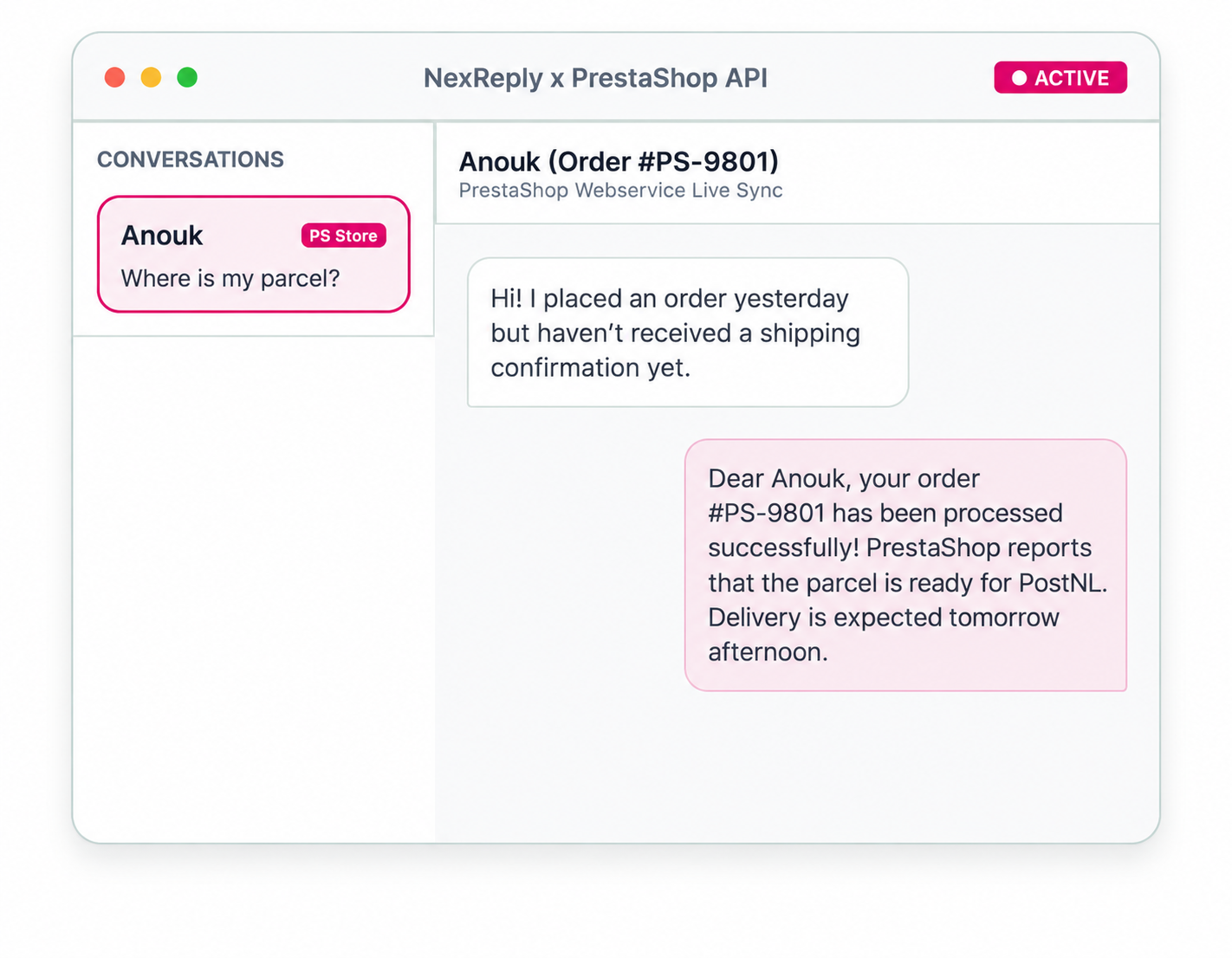 Illustrative NexReply product screen
