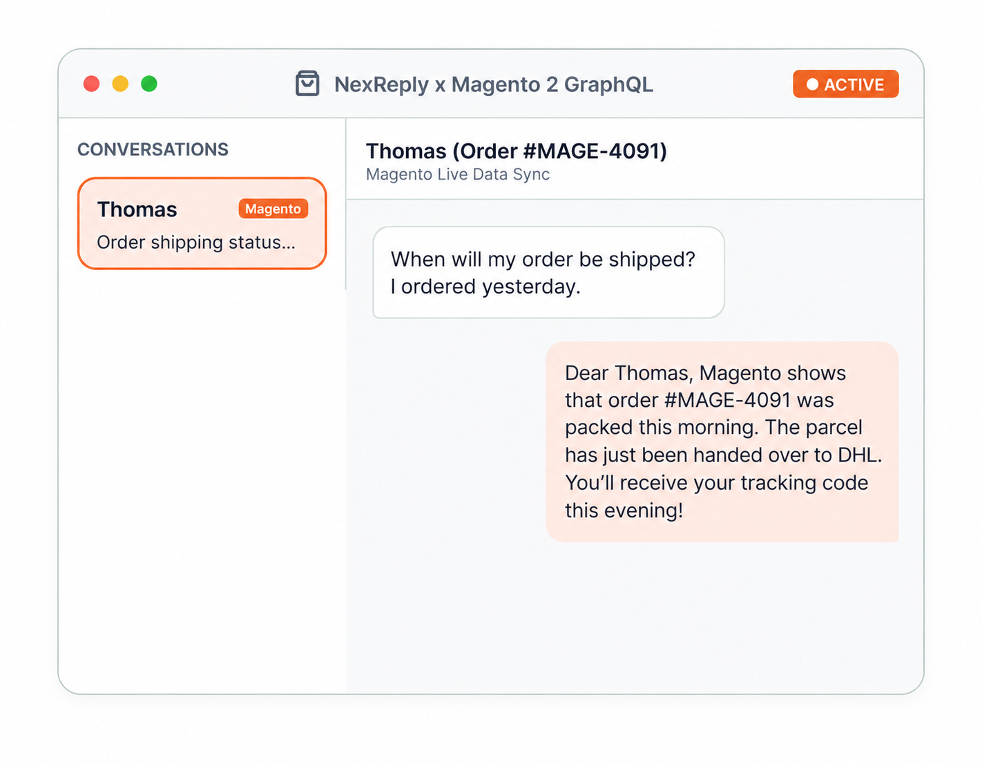 Illustrative NexReply product screen