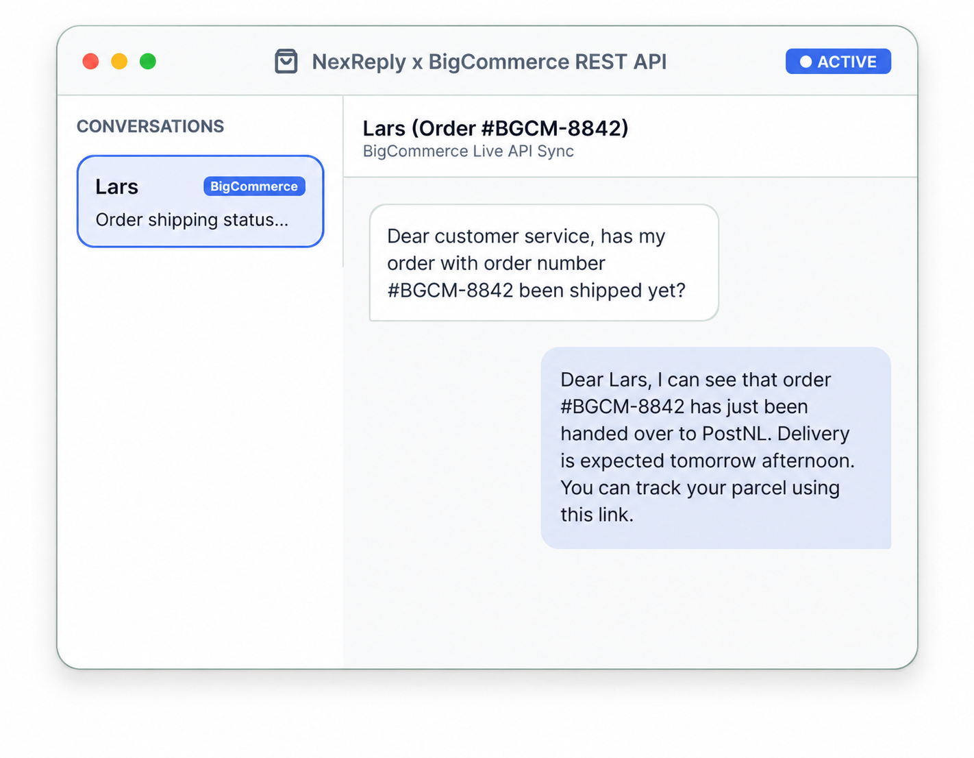 Illustrative NexReply product screen