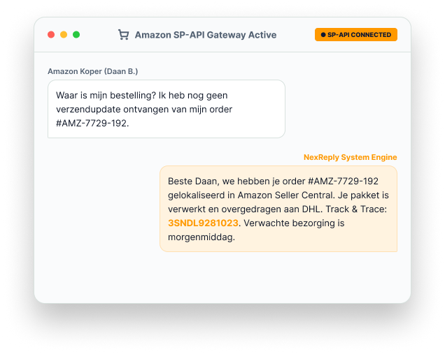 Illustratief NexReply-productscherm
