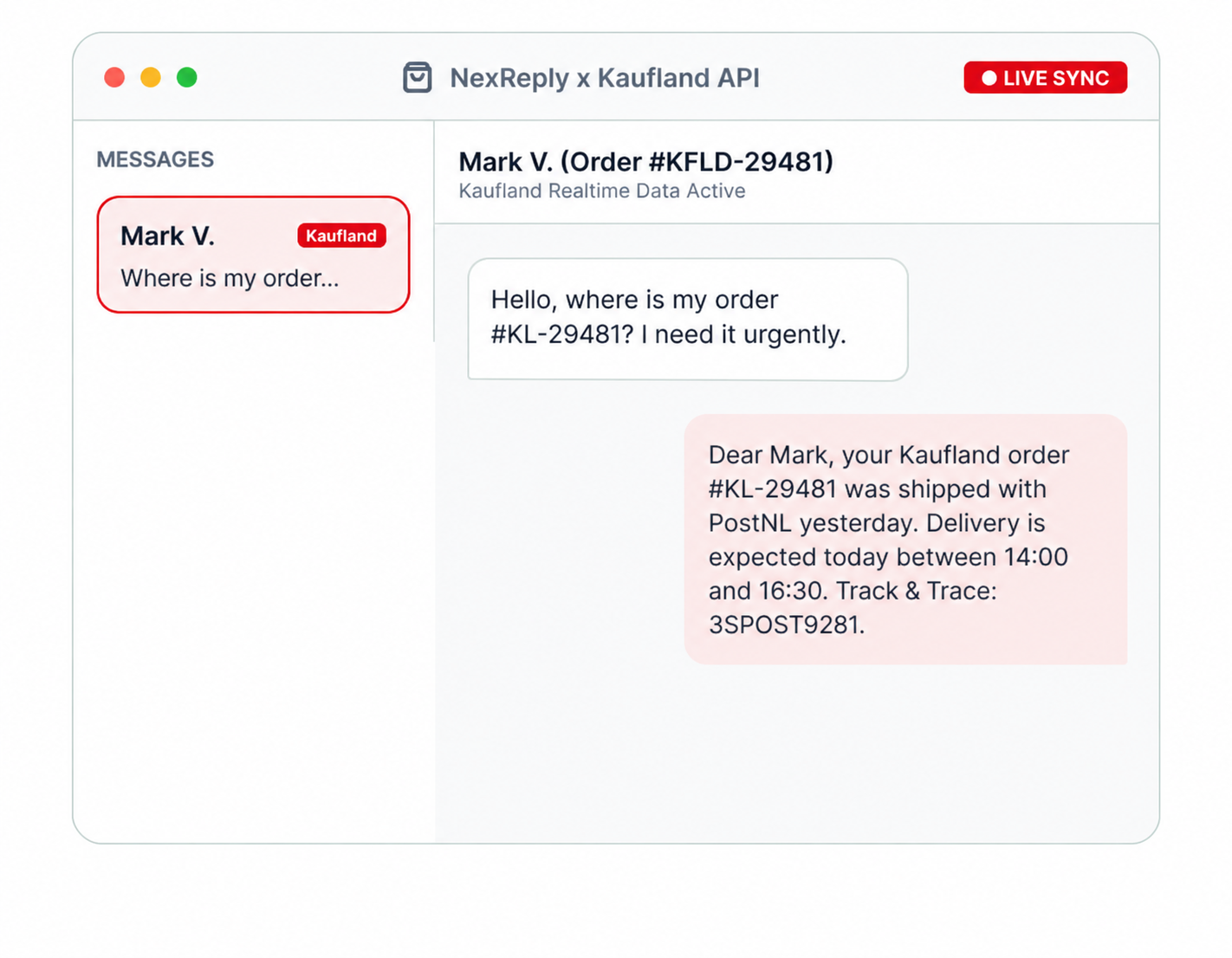 Illustrative NexReply product screen