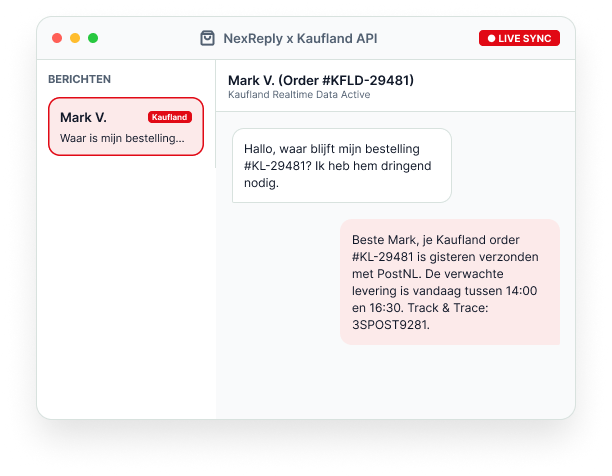 Illustratief NexReply-productscherm