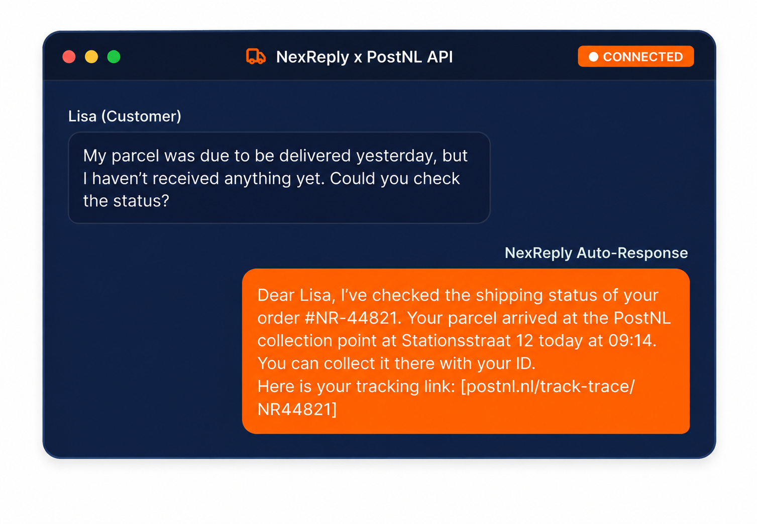 Illustrative NexReply product screen