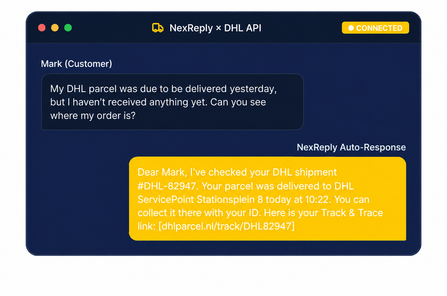 Illustrative NexReply product screen