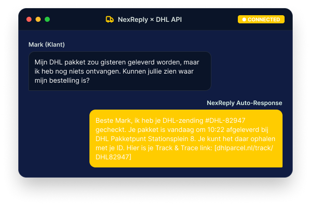 Illustratief NexReply-productscherm
