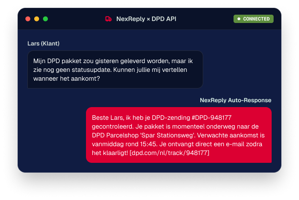 Illustratief NexReply-productscherm