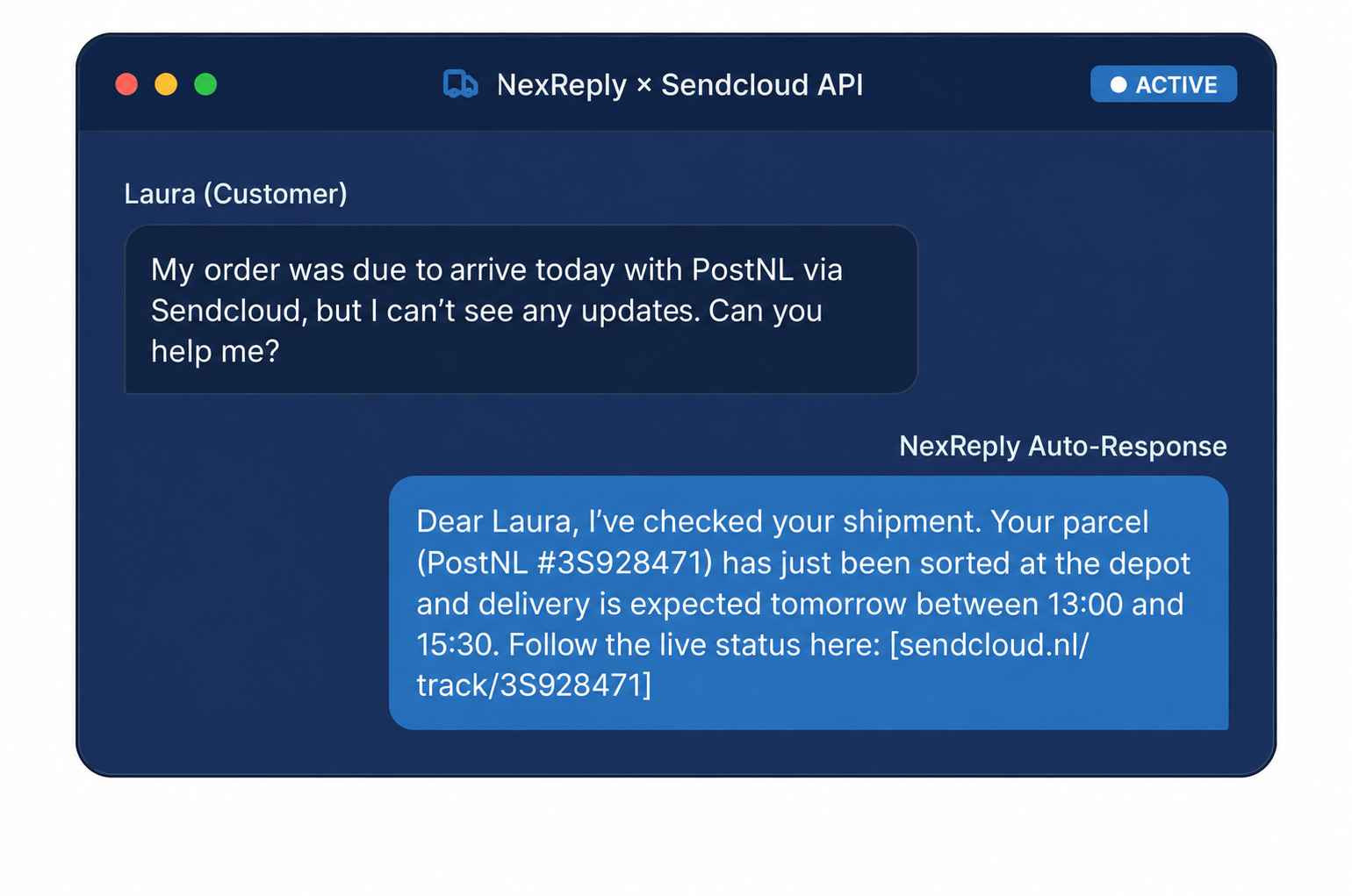 Illustrative NexReply product screen