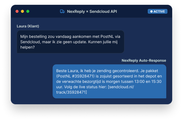 Illustratief NexReply-productscherm