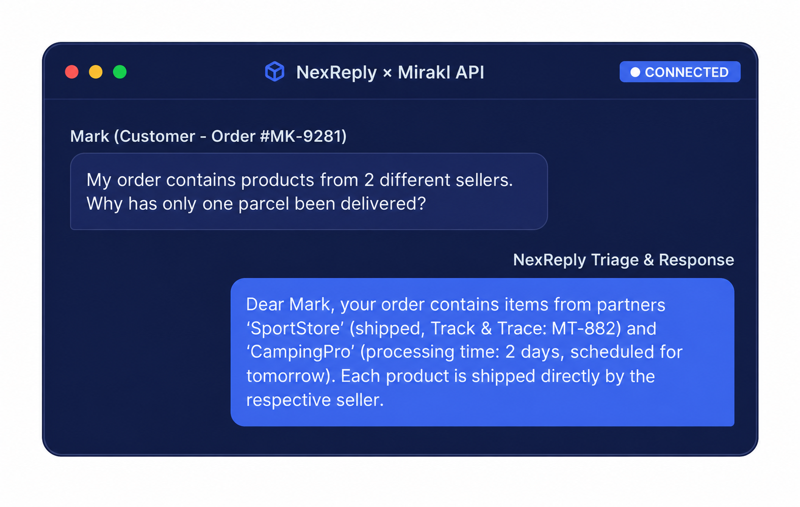 Illustrative NexReply product screen