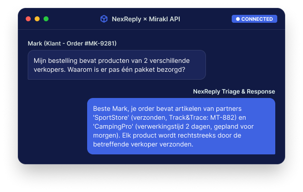 Illustratief NexReply-productscherm