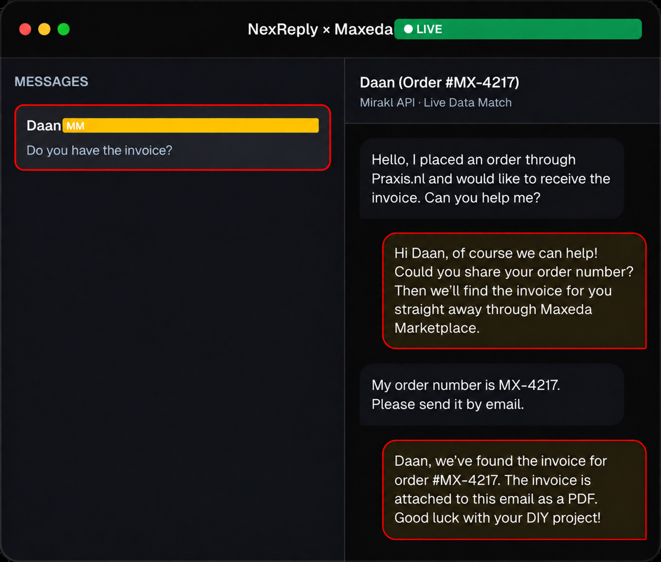 Illustrative NexReply product screen