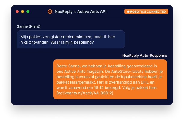 Illustratief NexReply-productscherm