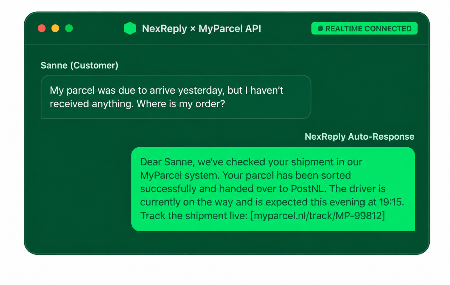 Illustrative NexReply product screen