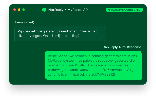 Illustratief NexReply-productscherm