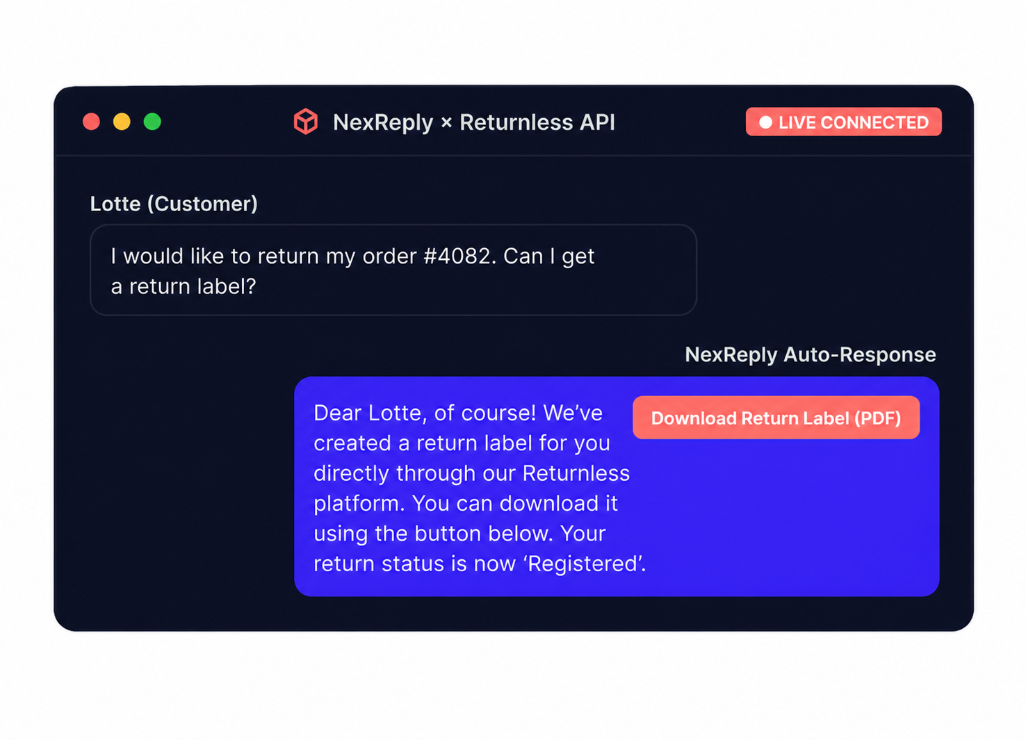 Illustrative NexReply product screen