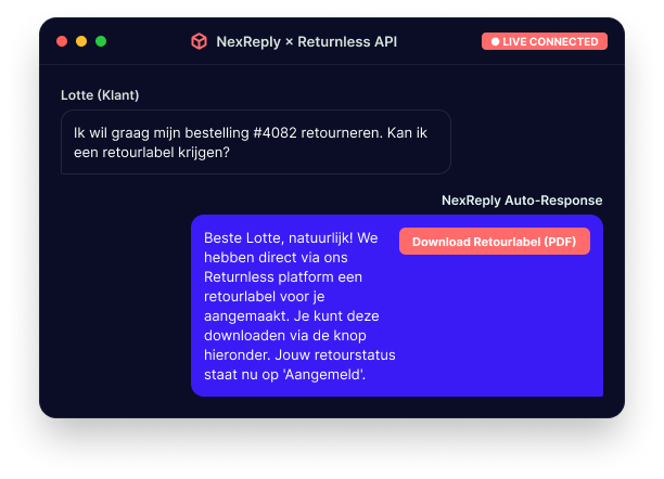 Illustratief NexReply-productscherm
