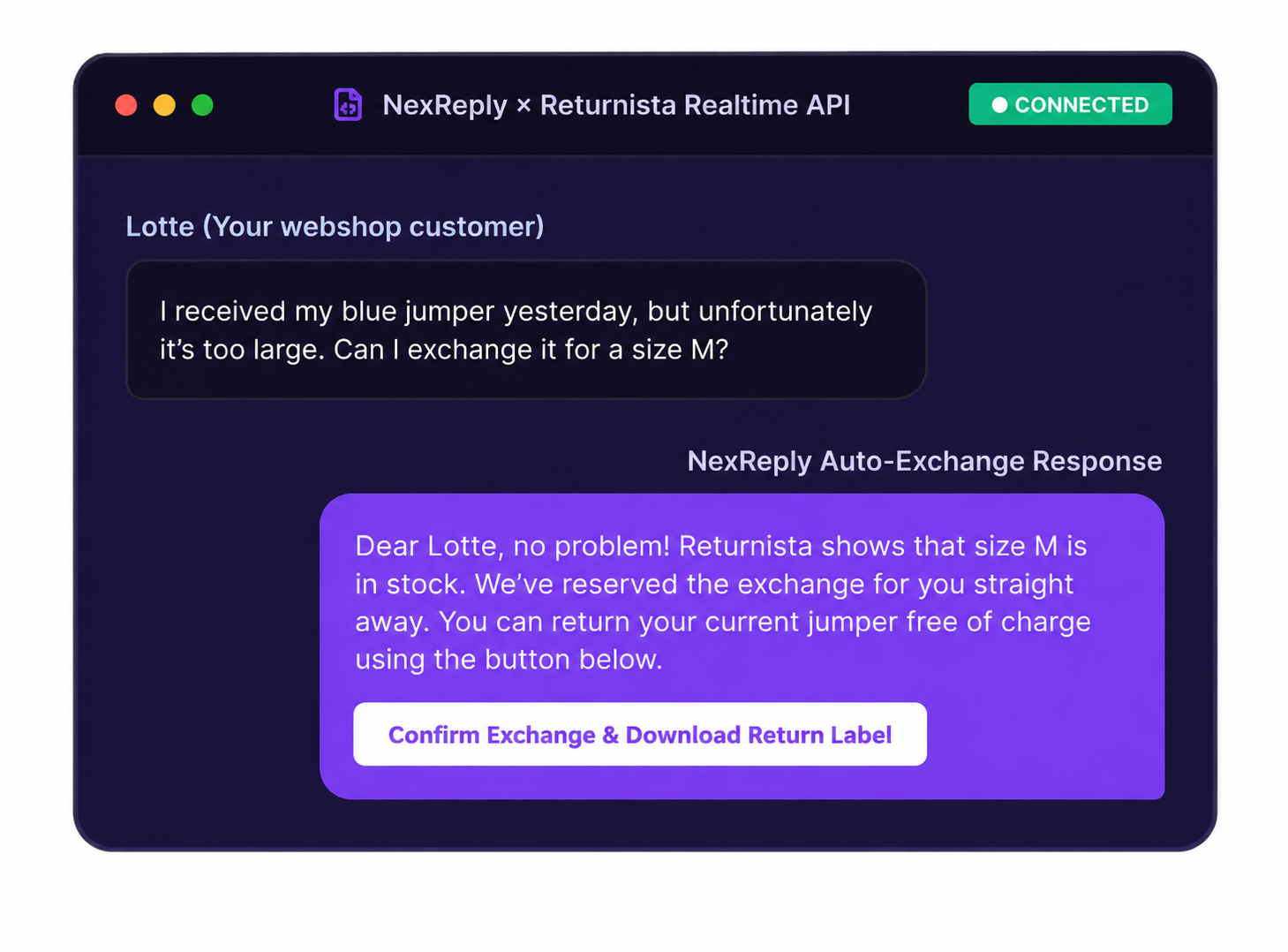Illustrative NexReply product screen