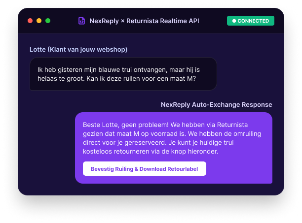 Illustratief NexReply-productscherm
